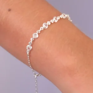 00001 Pulseira Prata 7 Zircônias White