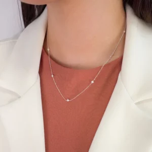 0001 Colar Prat Cartier 8 Zircônias Cristal 3mm 41cm+5cm Ext