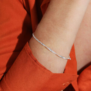Pulseira Italiana Prata Singapura 2mm 18,5cm