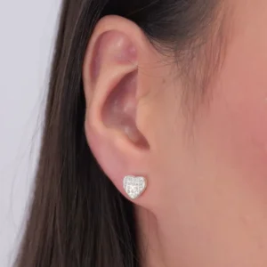 Brinco Coração Zircônia White 8mm