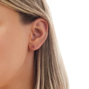 Brinco Prat Redondo com Zircônia Rubi 5mm