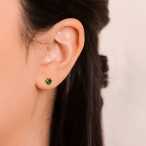 Brinco Prat Zircônia Coração Verde 5x5mm