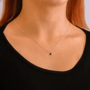 Colar Prat 45cm Ponto de Luz Zirc. Esmeralda 5mm