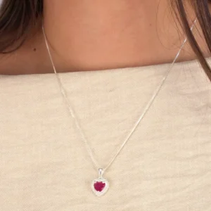 Colar Prat V12 45cm Coração Zircônia | Variação: Cor:Rosa