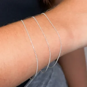 Pulseira Italiana Prata Bolinha Diamantada 17cm1mm