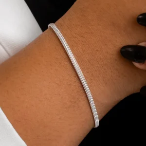 Pulseira Italiana Prata Catena Tulipano 17cm2,8mm