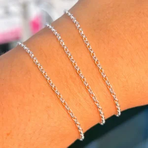 Pulseira Italiana Prata Elo Português Oval 16cm2mm