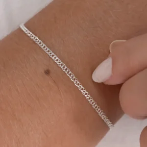 Pulseira Italiana Prata Grumet Dupla 17cm2mm