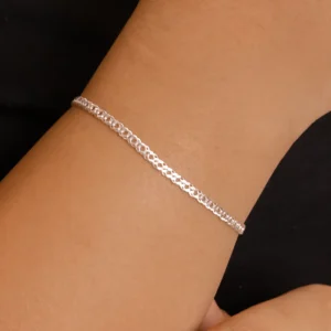 Pulseira Italiana Prata Grumet Dupla 17cm3mm