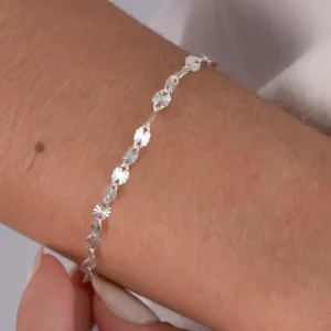 Pulseira Italiana Prata Reluz Diamantada 17cm 2,4mm