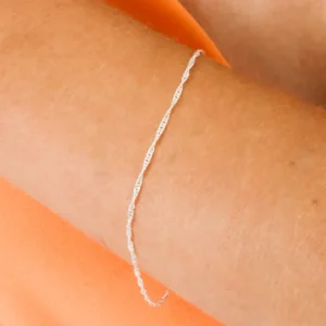 Pulseira Italiana Prata Singapura 18cm1mm