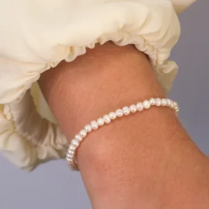 Pulseira Nylon Pérola Natural Redonda 3mm 17cm + 5cm AL