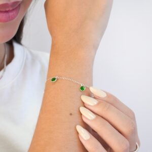 Pulseira Prat 5 Zircônias Esmeralda 5mm (18,5cm)