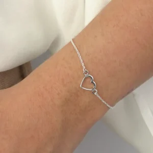 Pulseira Prat Coração Vazado 16cm + 3cm AL
