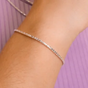 Pulseira Italiana Prata Catena Diamantada 17cm1,5mm