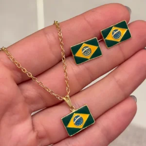 Conjunto de bandeirinhas ouro BRASIL